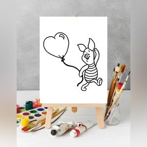 Paint Your Own Piglet Canvas, Sip and Paint Canvas, Valentine’s Day Activity